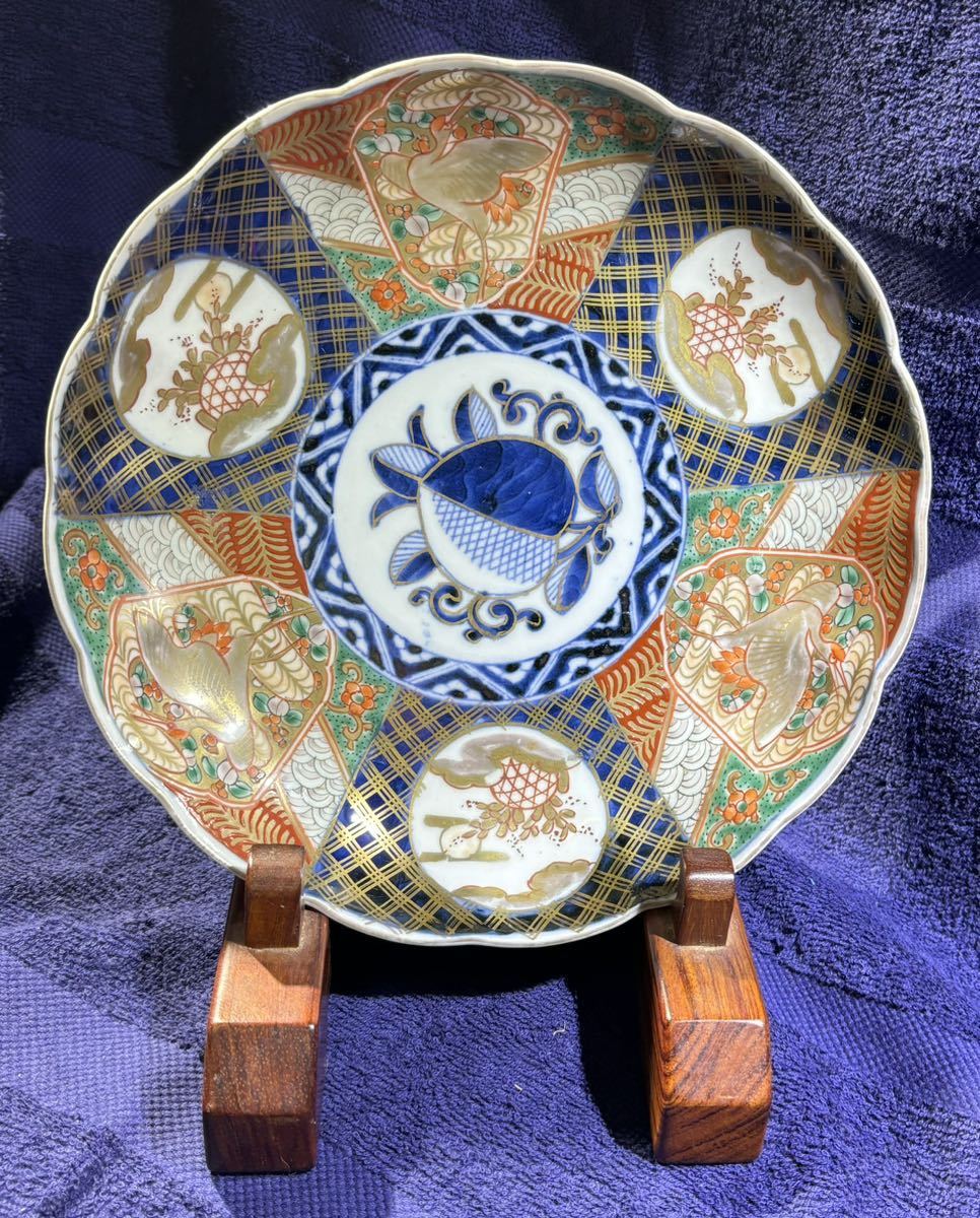 大聖寺伊万里 古伊万里 伊万里 六角鉢 色絵 金襴手 江戸期 7客 【公式