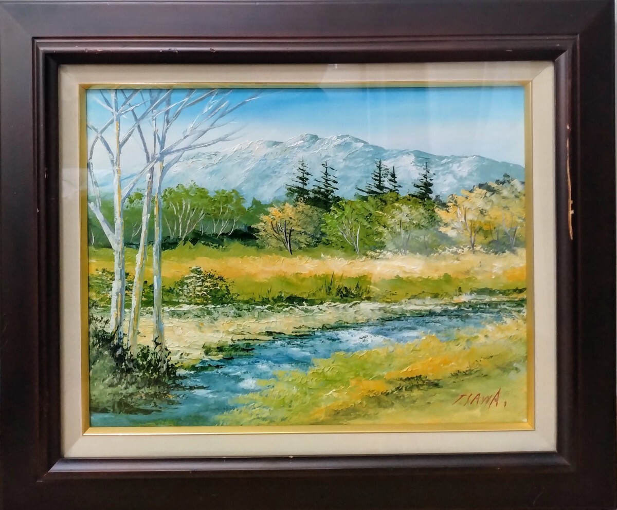 真作】絵画 沢健 油彩6号 富士山 雄大な自然を描いた風景