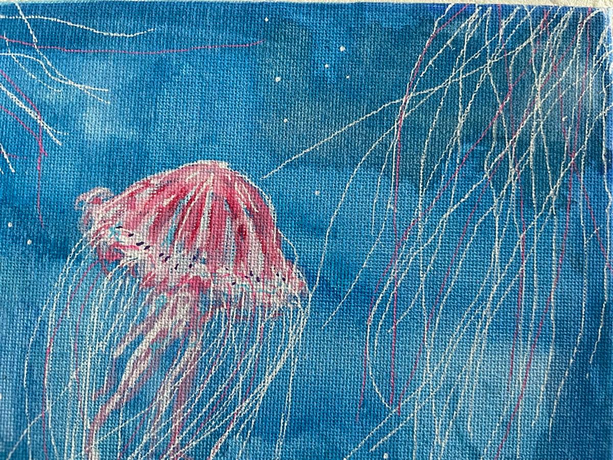 海月』アクリル画 アクリル絵の具 キャンバス 1点物 原画 海 クラゲ