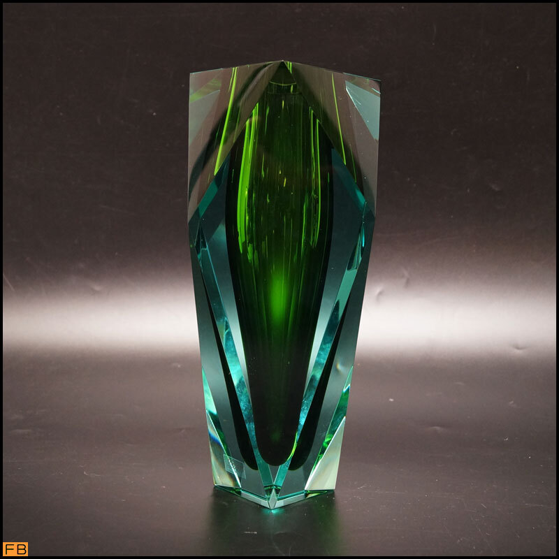 モーゼル◇花瓶 グリーン 花器 フラワーベース クリスタル Moser