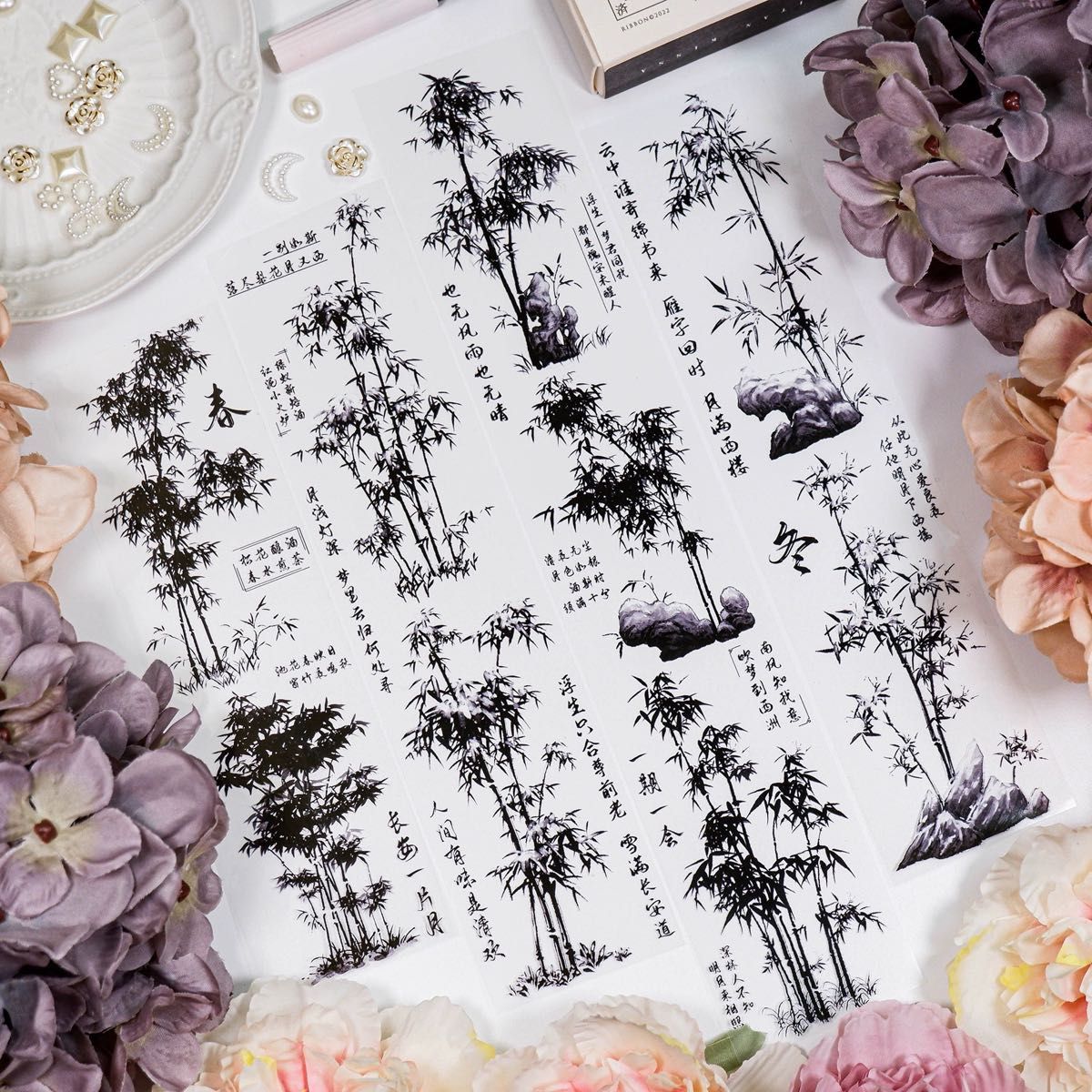 海外マステ 藤の花 星 太陽 月 竹 切手 バラ マスキングテープ｜Yahoo