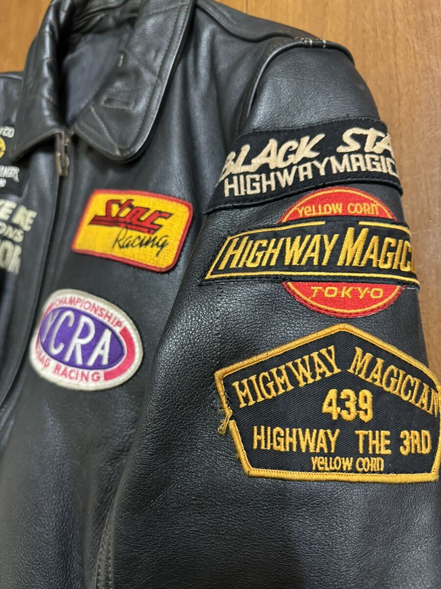 美品 YELLOW CORN 本革 レザージャケット フルデコ バックロゴ