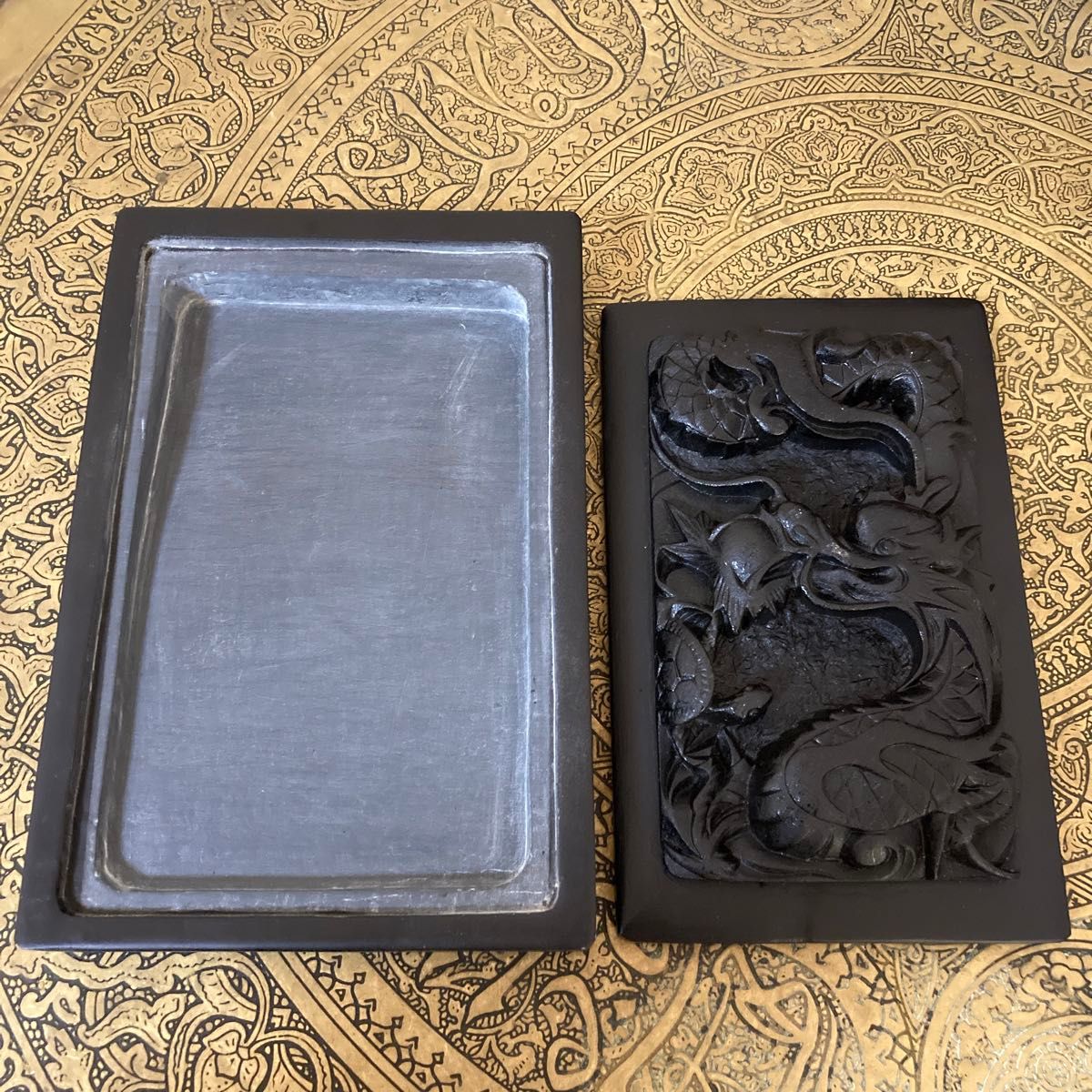 硯 中国硯 箱付 書 書道 中国美術 書道具 端溪硯 古硯 雲蝠彫 清代硯 箱