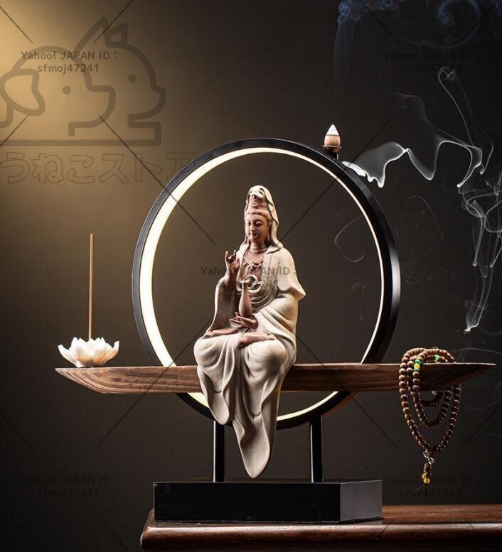 仏教美術 禅の置物玄関リビング観音仏像陶器 の町家アイデア逆流香装飾