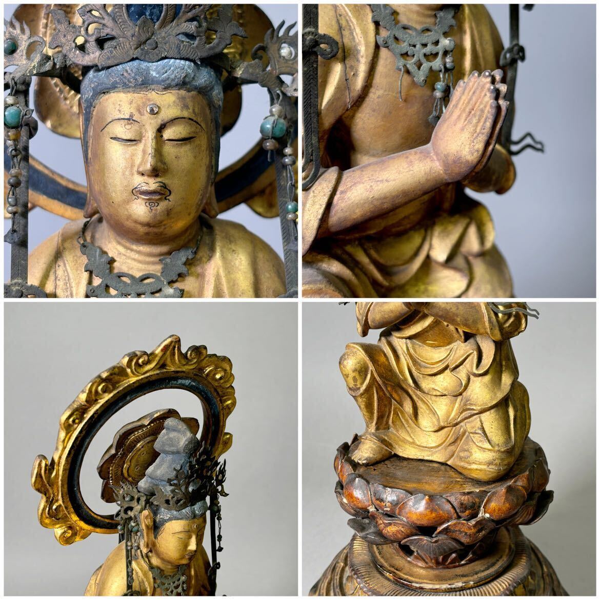 Yahoo!オークション - 時代物 仏像 木彫 玉眼 勢至菩薩 二体 仏教美術