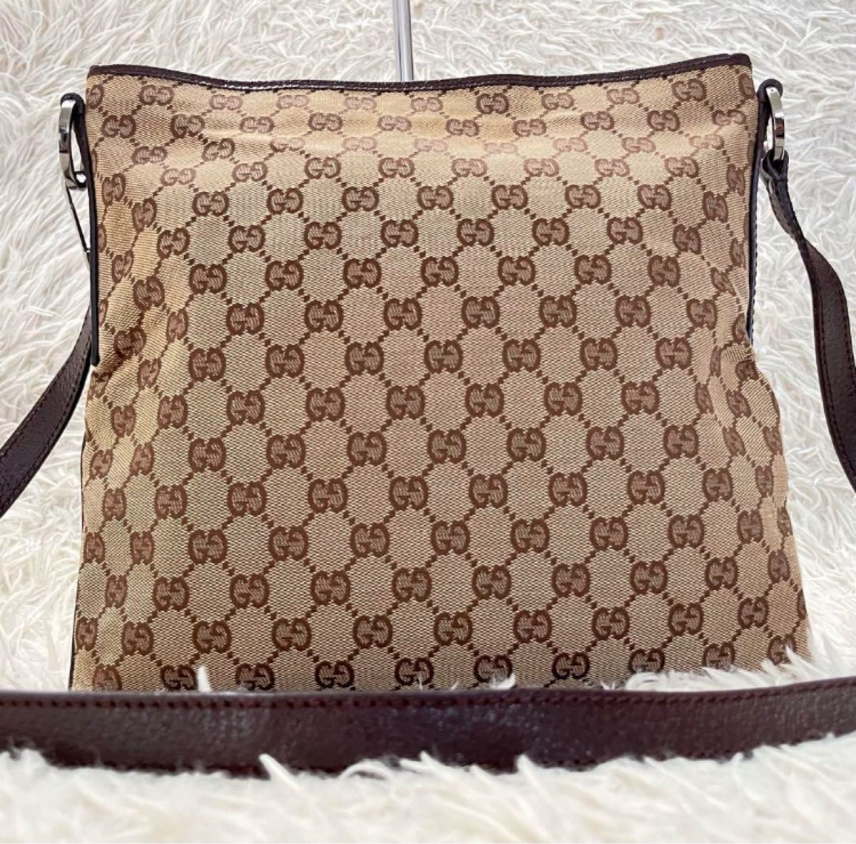 グッチジャッキーGGキャンバスショルダーバッグサコッシュブラウン