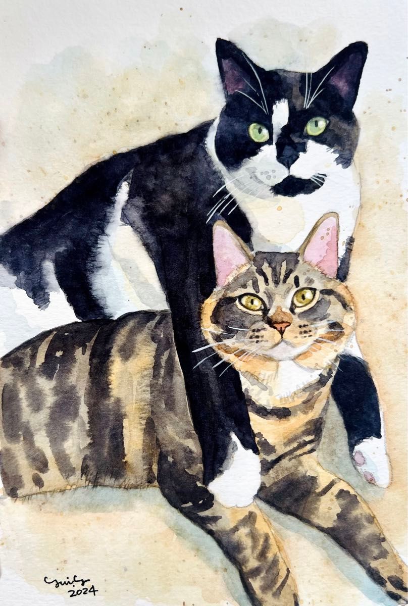 原画 lilting number 2016 猫 絵画 現代アート 原画 lilting number