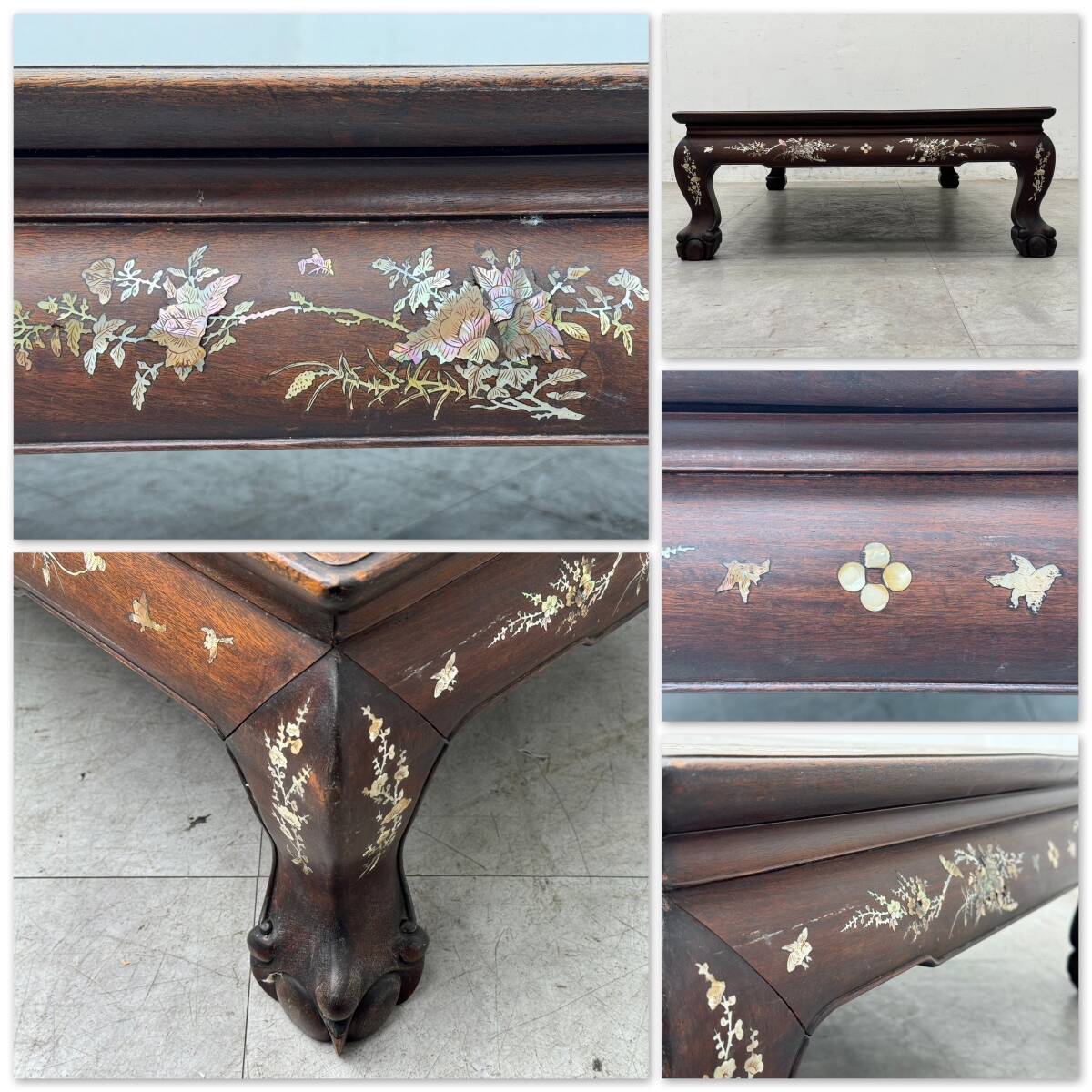 希少品 螺鈿細工 花梨材 ローテーブル Yahoo!オークション - S744 美品