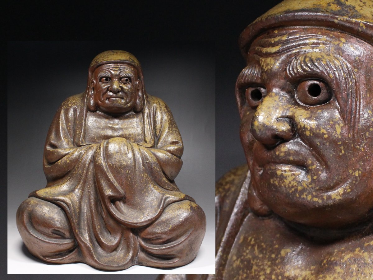置物□古い備前焼の達磨 だるま 備前 オブジェ 古美術 時代物 骨董品