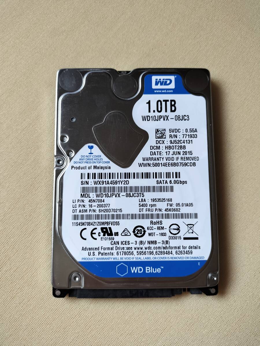 SONY ソニー製 nasne ナスネ 交換用HDD（ハードディスク） 1TB 中古