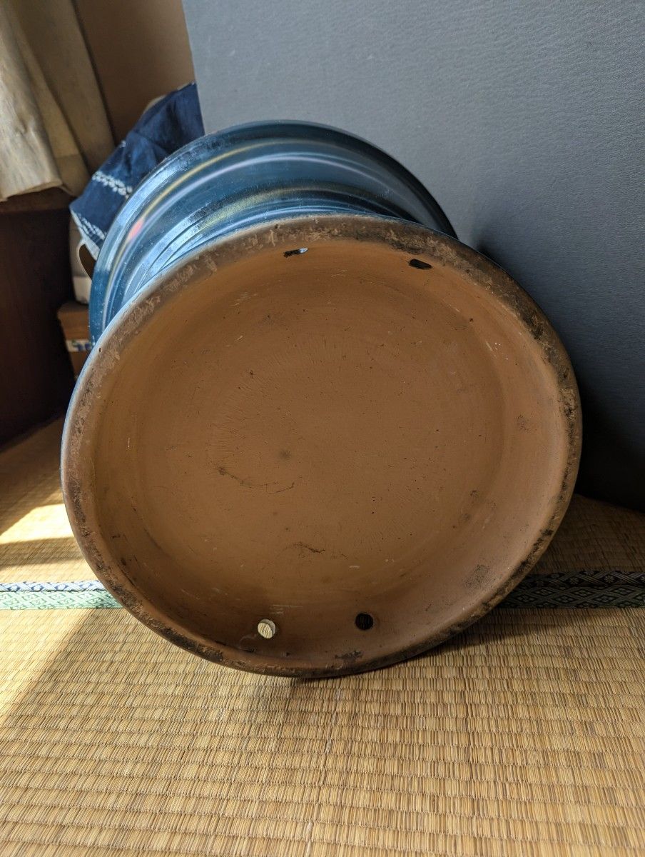 練炭火鉢 黒鉄の蓋付 七輪 火鉢 昭和レトロ 古民具 練炭コンロ 陶器