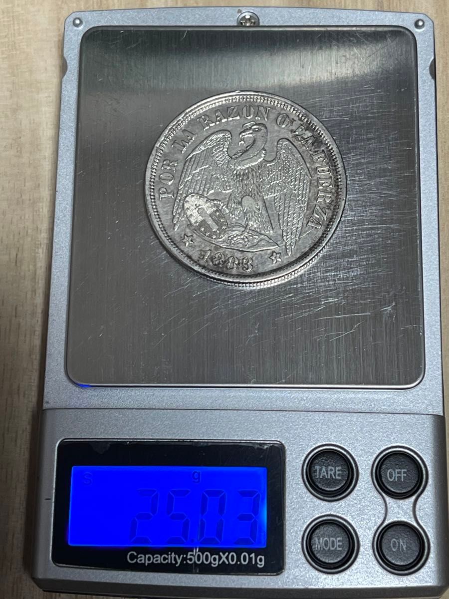 チリ 1883年 1ペソ 大型銀貨 コンドル 極美 希少 南米銀貨
