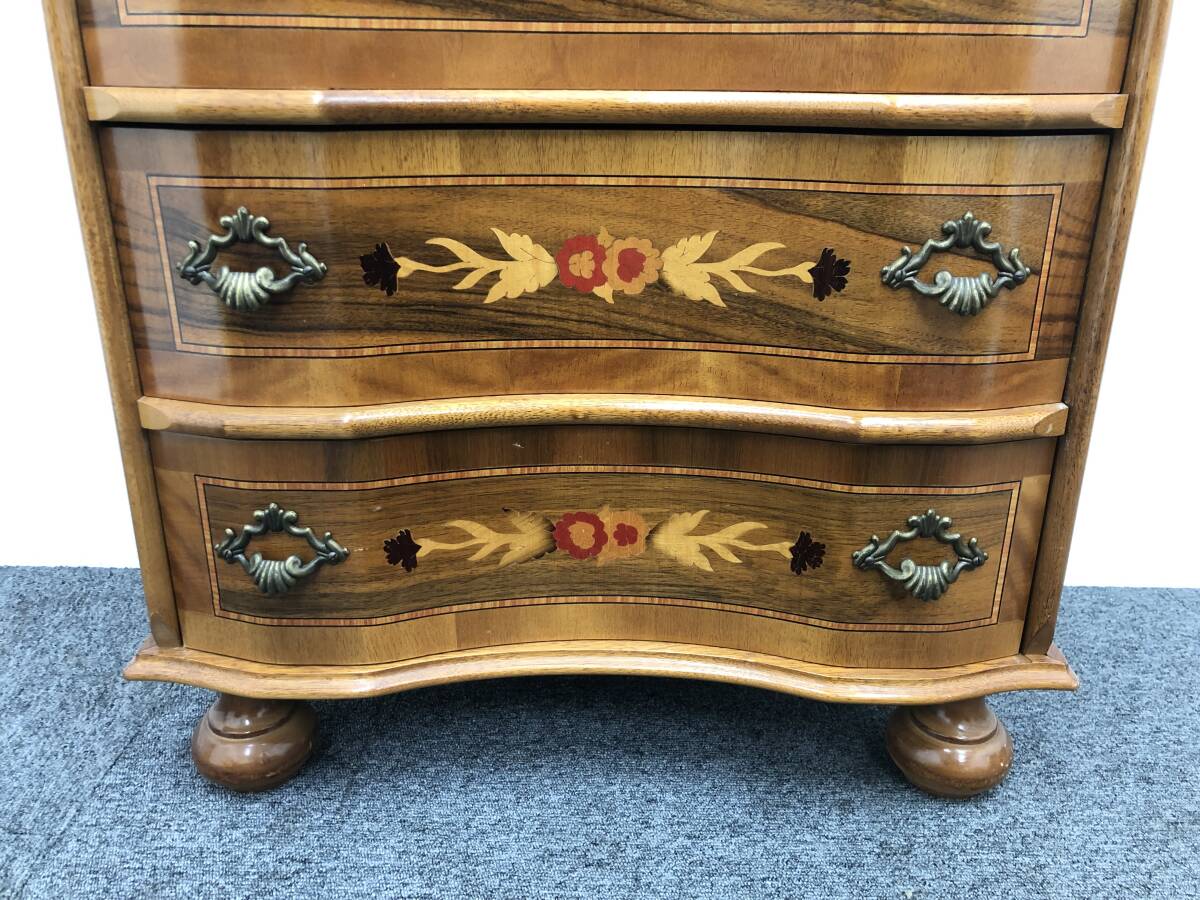 イタリア製 MOR-RENS 4段チェスト 象嵌 マホガニー材 引き出し 収納
