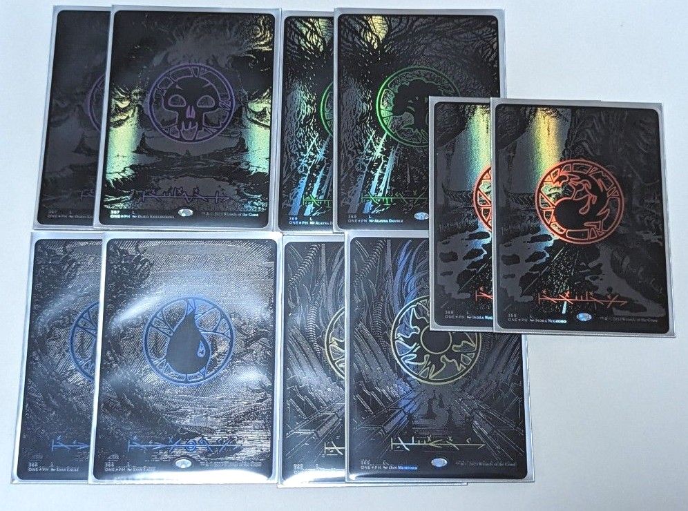 MTG オイルスリック 平地 島 沼 山 森 foil ファイレクシア 基本土地