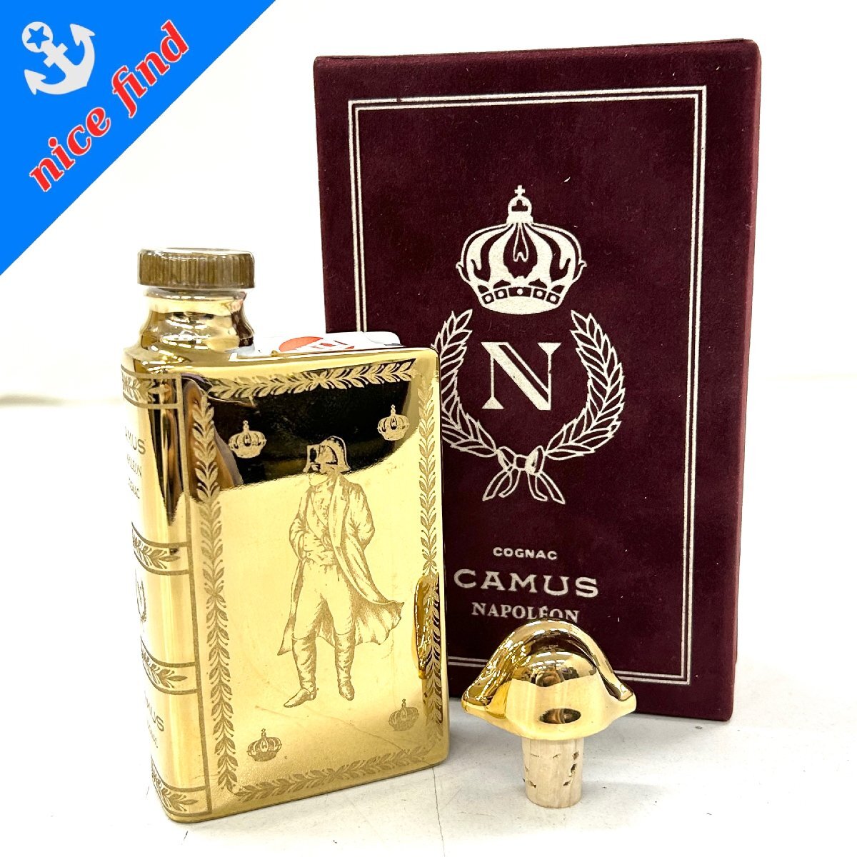未開栓◇カミュ CAMUS◇ナポレオン ブック型 ゴールド ミニボトル 陶器