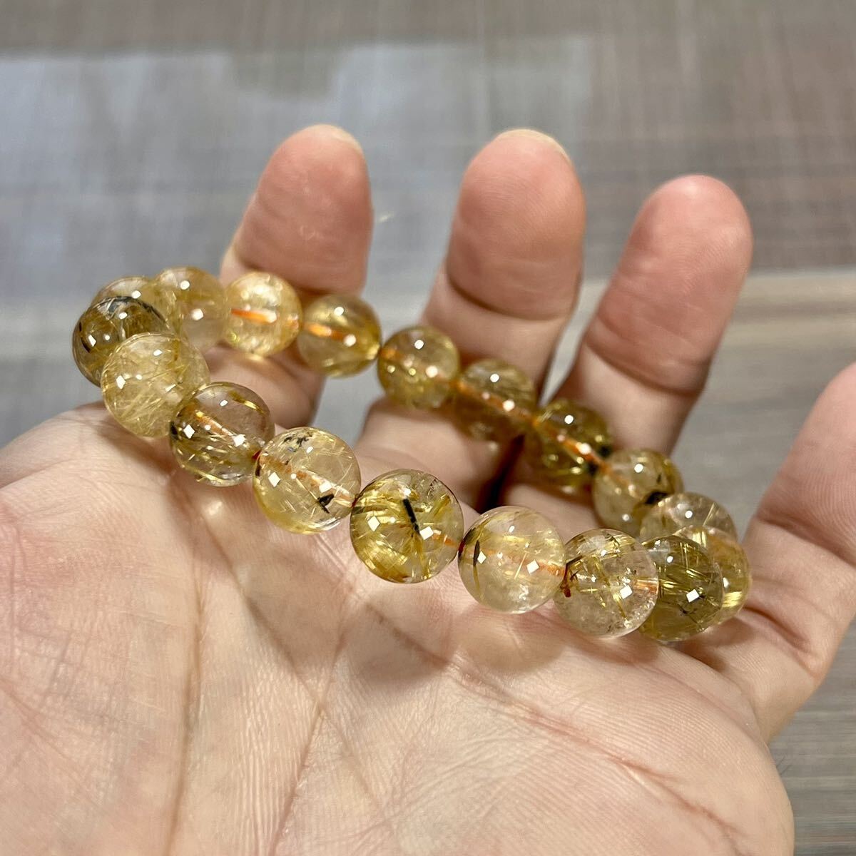 金運強 太陽放射ルチルブレスレット ヘマタイト ルチルクォーツ 3-4