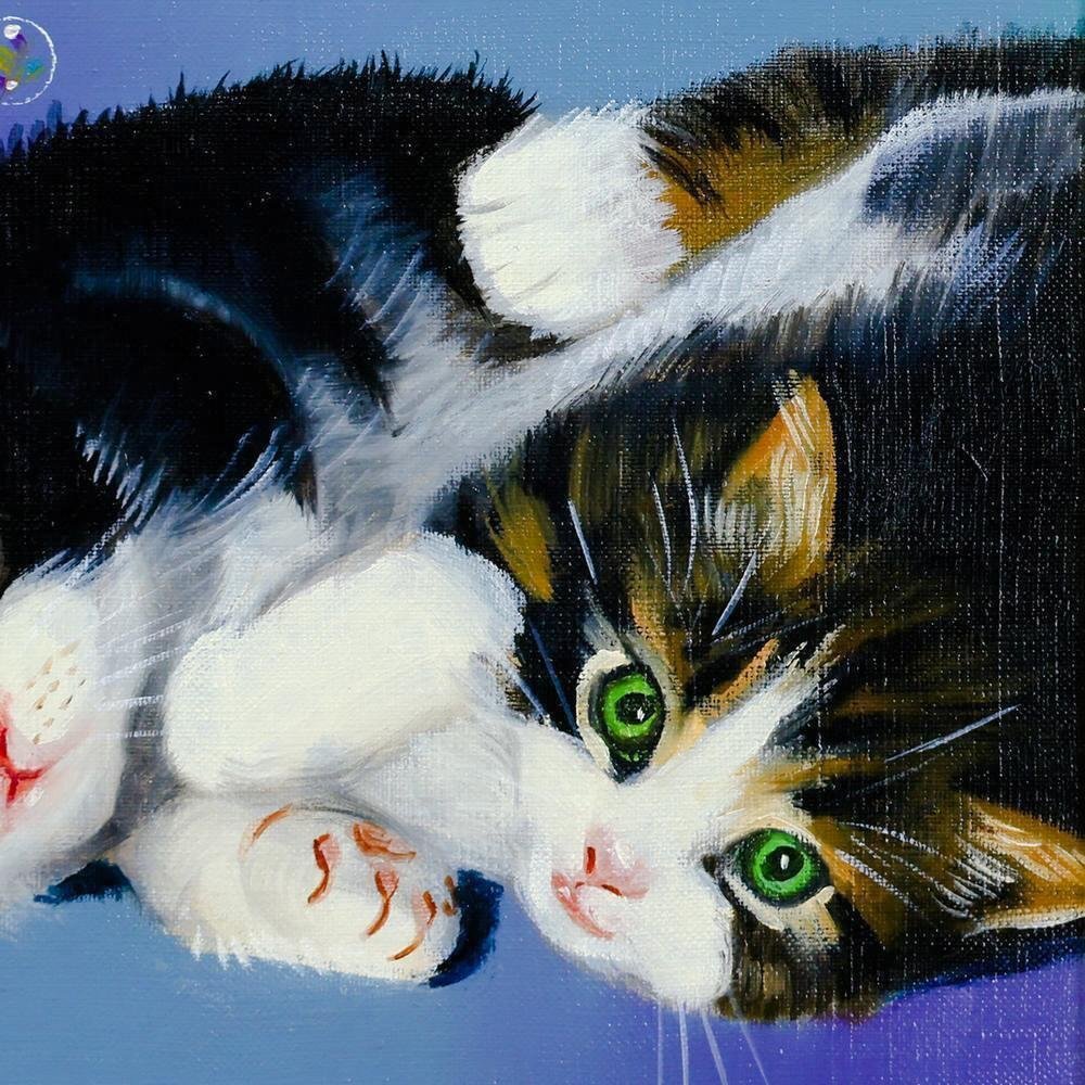 油絵油彩猫3号 直視する幻」 F3 油彩画 #猫アート #ネコ好き #猫