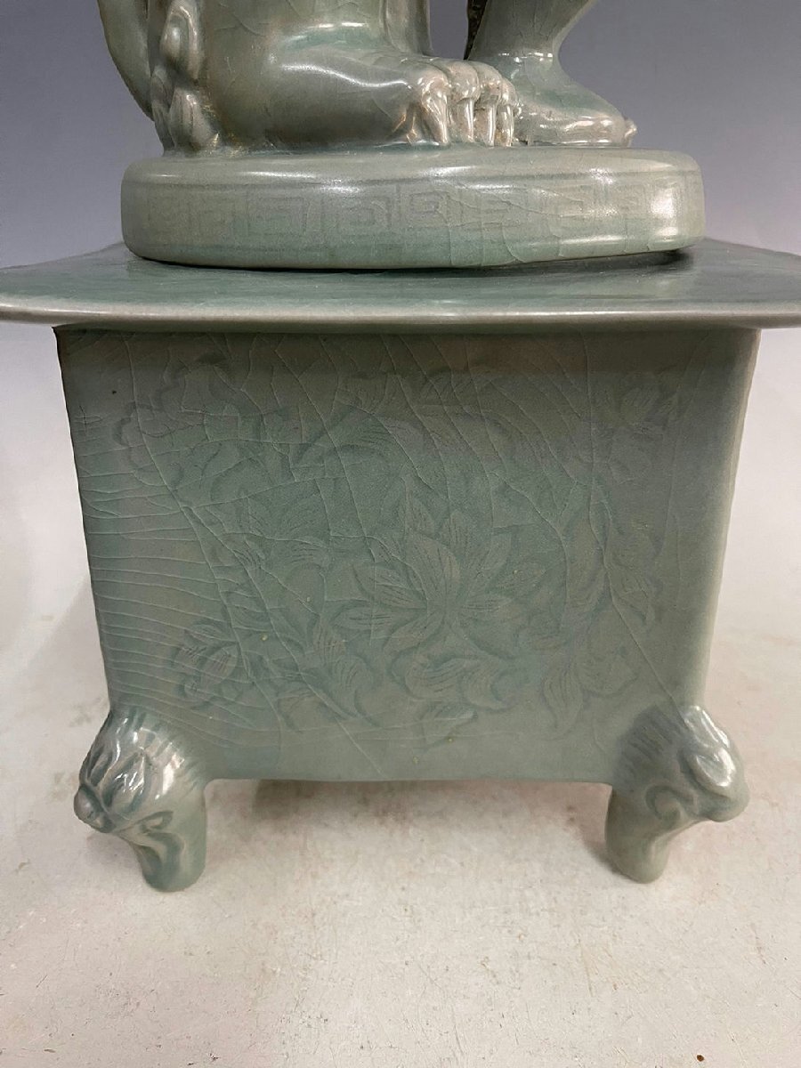 海】李朝 青磁香炉 陰刻回字文 時代物 骨董品 李朝美術品 【公式通販】