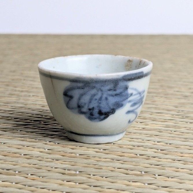 骨董 アンティーク 初期伊万里 白磁 盃 酒器 ぐい呑 猪口 発掘 金継ぎ