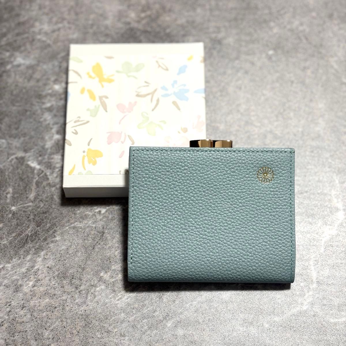 皇居財布 がま口 水色 新品】皇居東御苑ガマ口付き財布 二つ折り財布