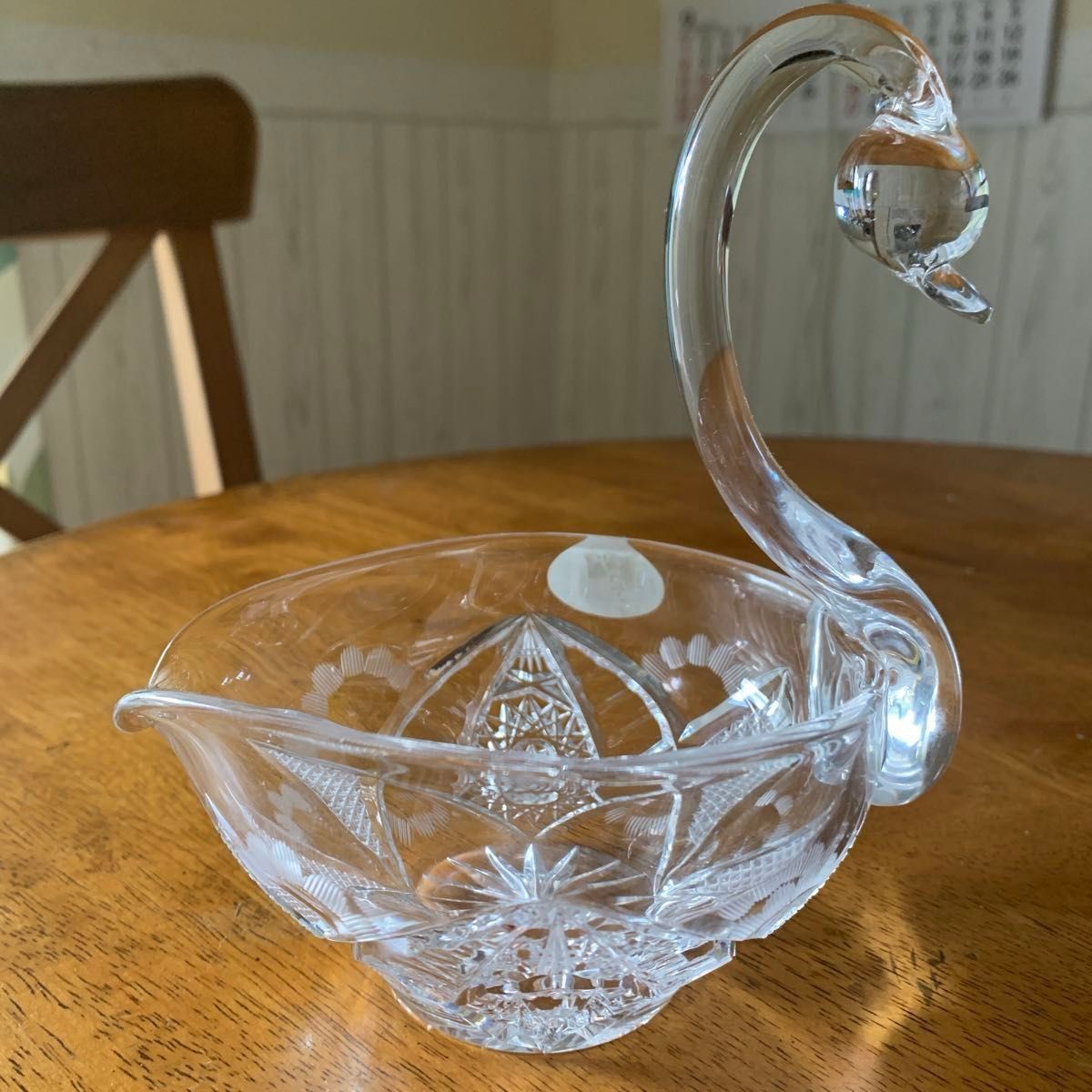 ボヘミア クリスタル ガラス 小物入れ ドレッシング小鉢 スワン