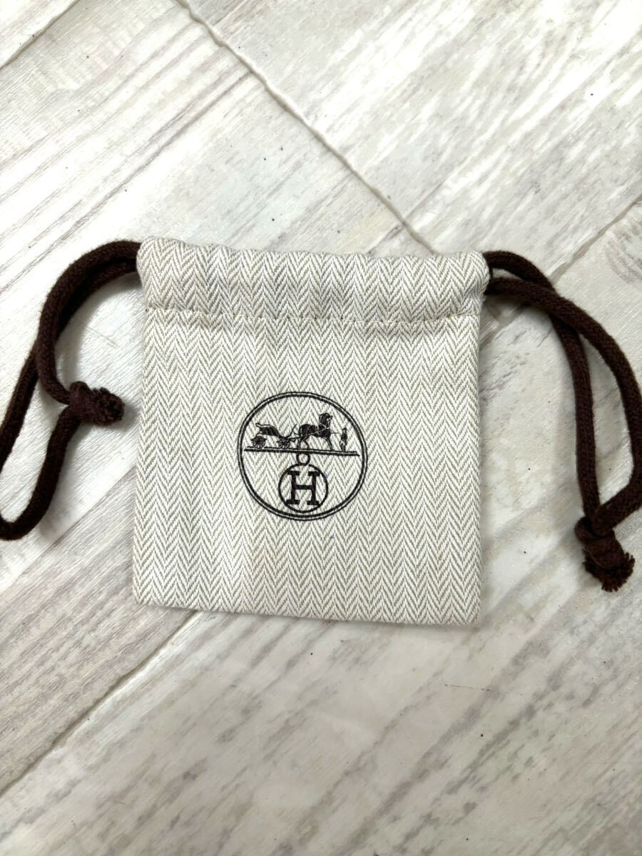美品 HERMES エルメス 巾着袋 ヘリンボーン 巾着 小物入れ カデナ 鍵