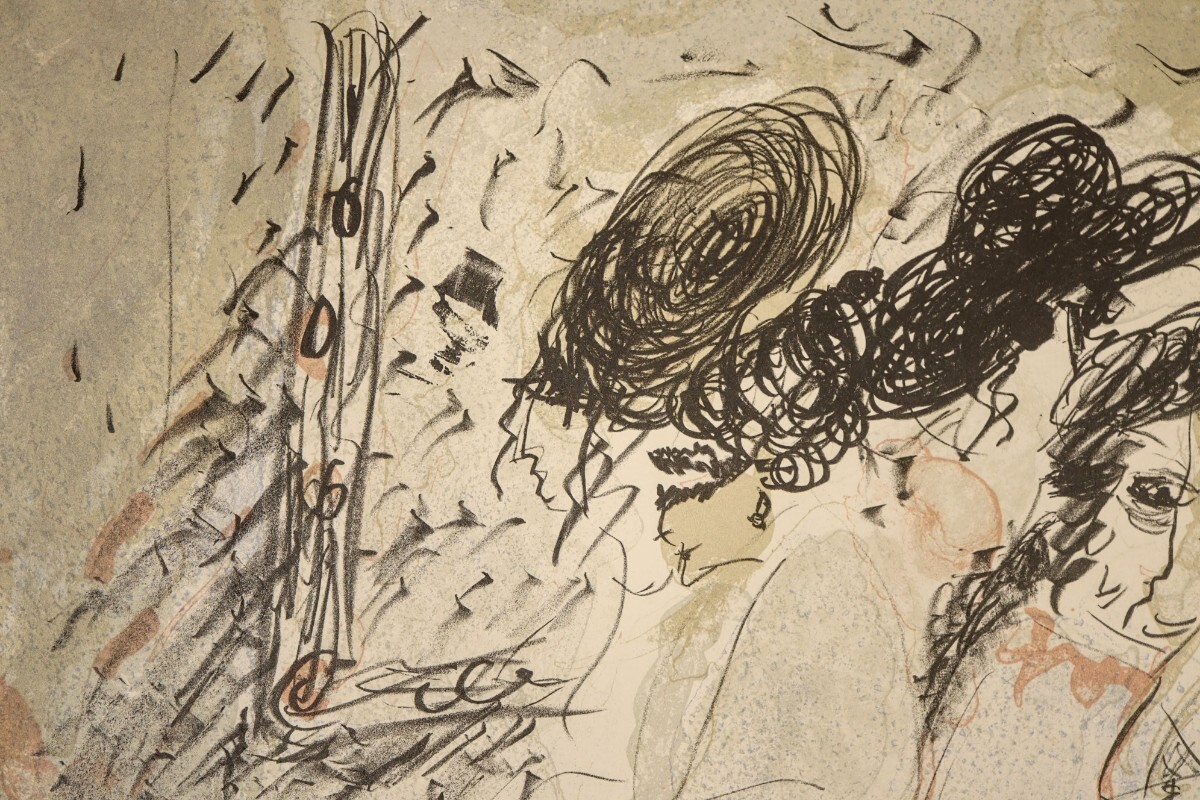 真作 織田廣喜 リトグラフ「パリの女」画 40×32cm 福岡県出身