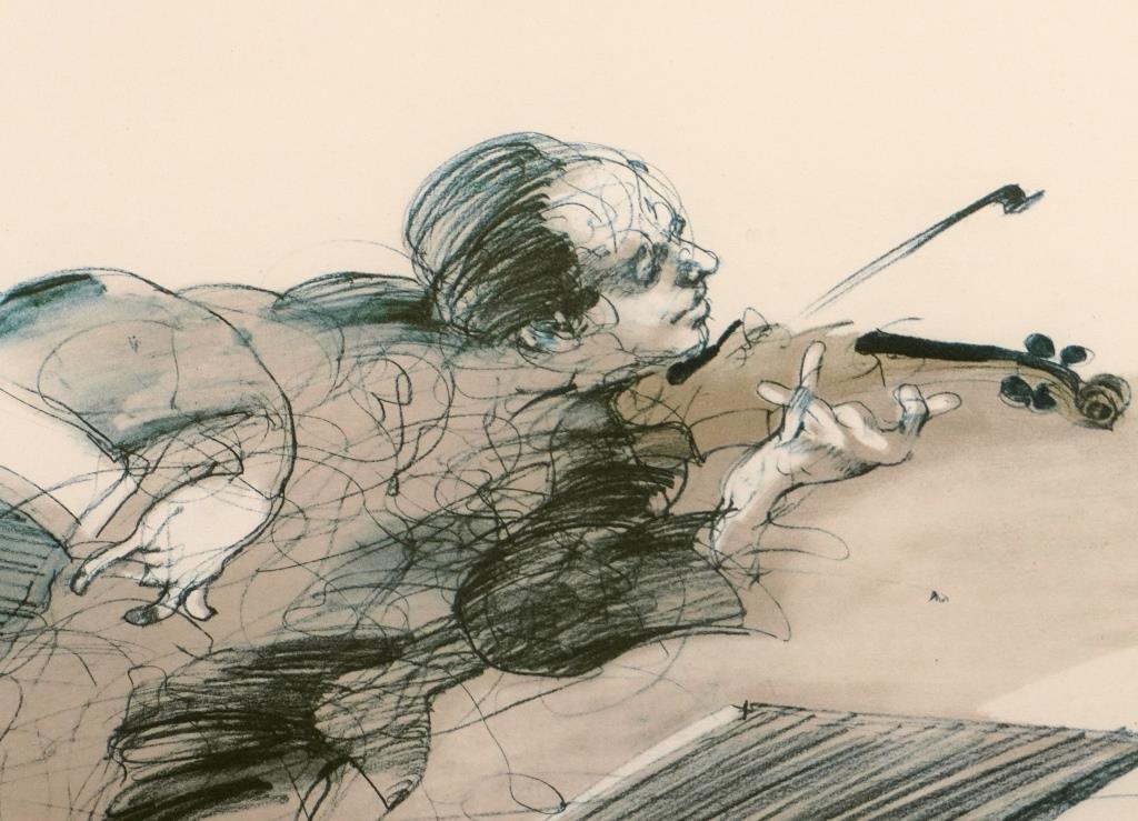 リトグラフクロード・ワイズバッシュ「ヴァイオリニスト」直筆サイン