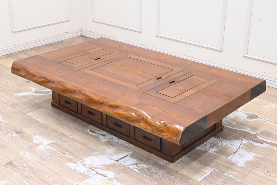 長火鉢、囲炉裏、ケヤキ火鉢、ケヤキ長火鉢、木製火鉢、古民家 特大