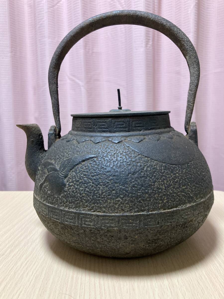 鉄瓶 古作 六角形 龍文堂造（名人岩本）在銘 煎茶道具