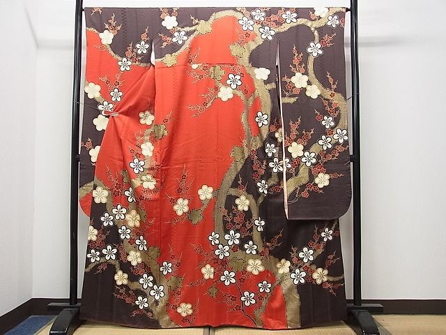 平和屋着物□写真家・秋山庄太郎 振袖 孔雀舞花文 暈し染め 金銀