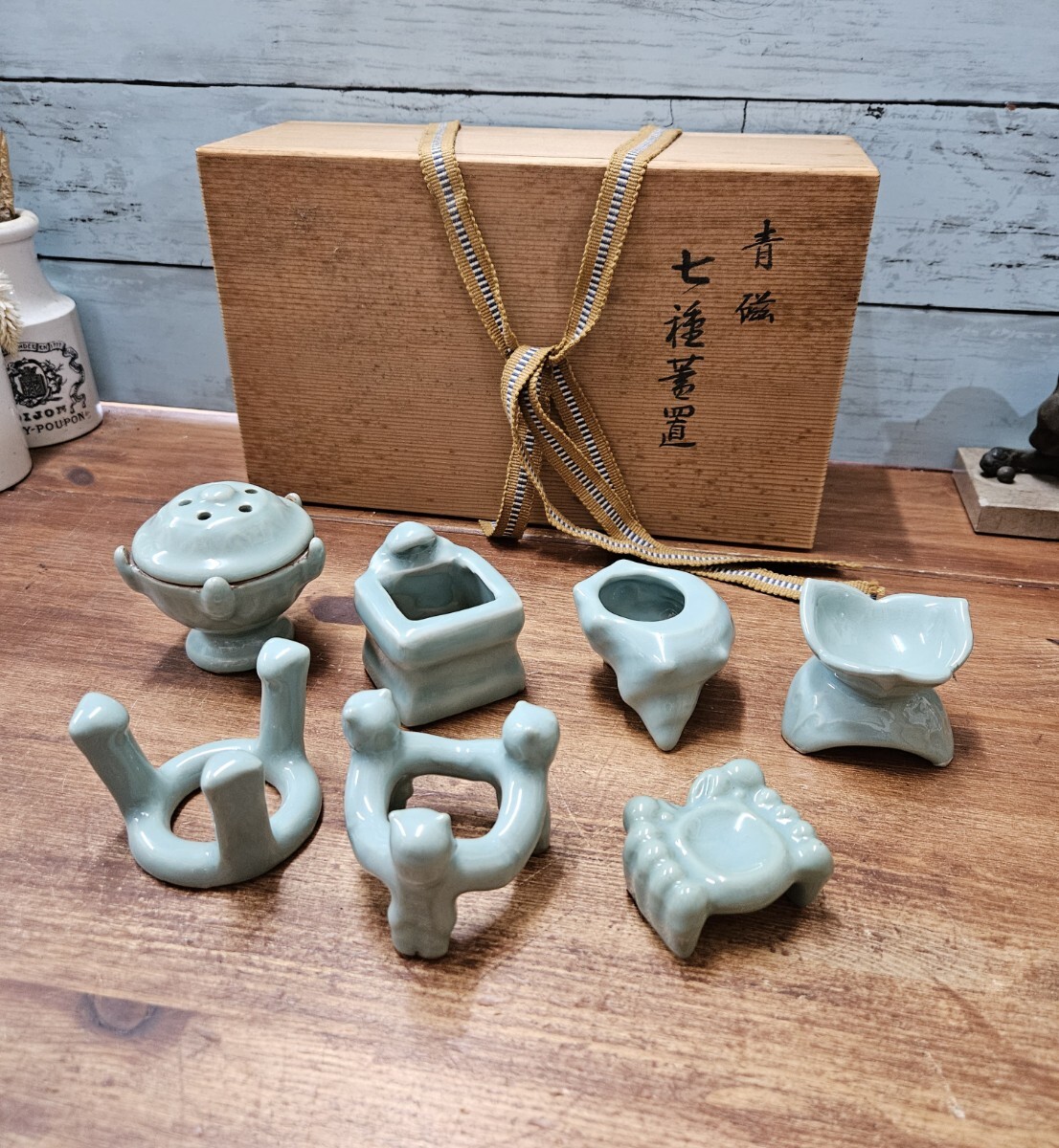 時代古唐津三足蓋置茶道具唐津