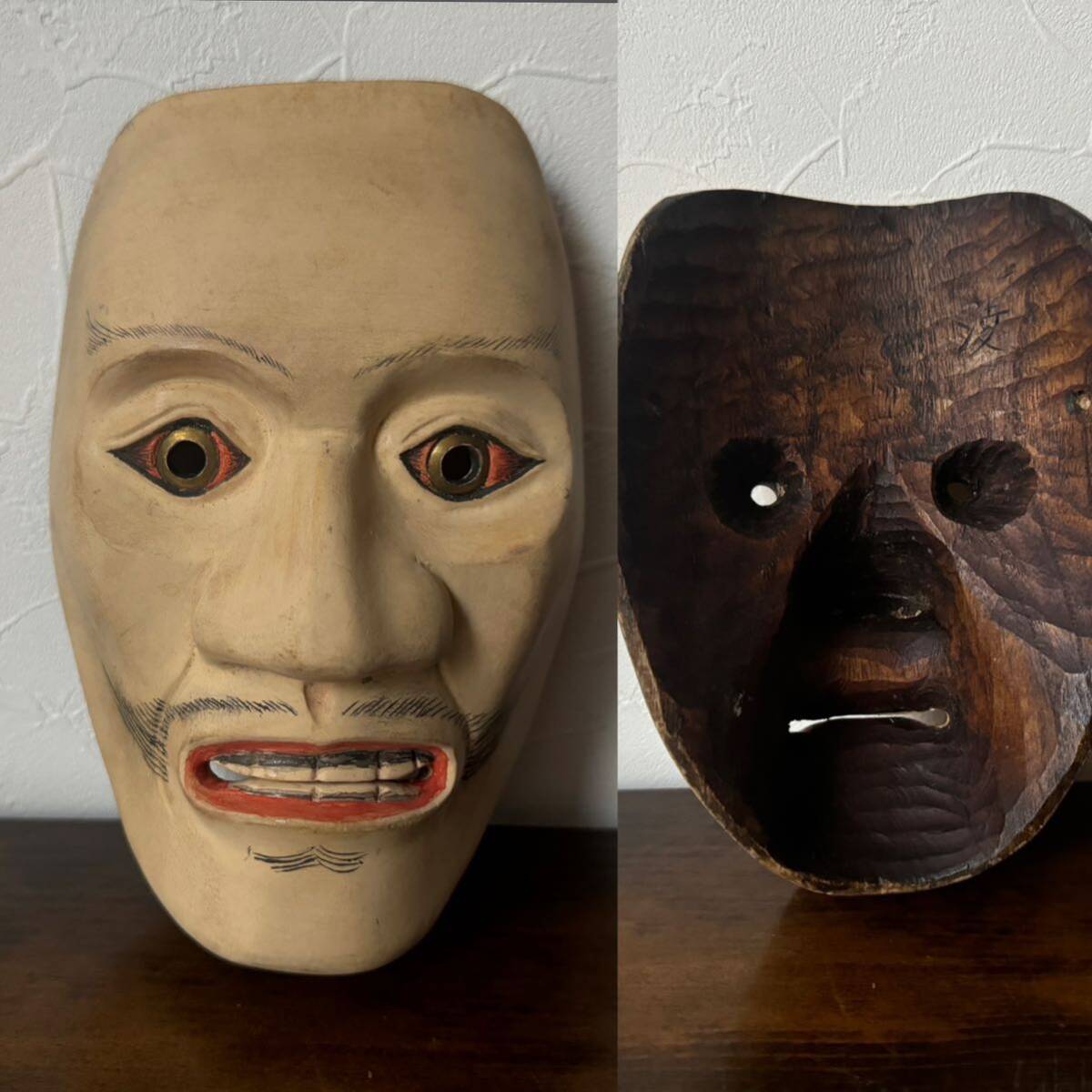 能面 真角 在銘 木製 神面 伝統芸能 古美術 日本美術 アンティーク 伝統