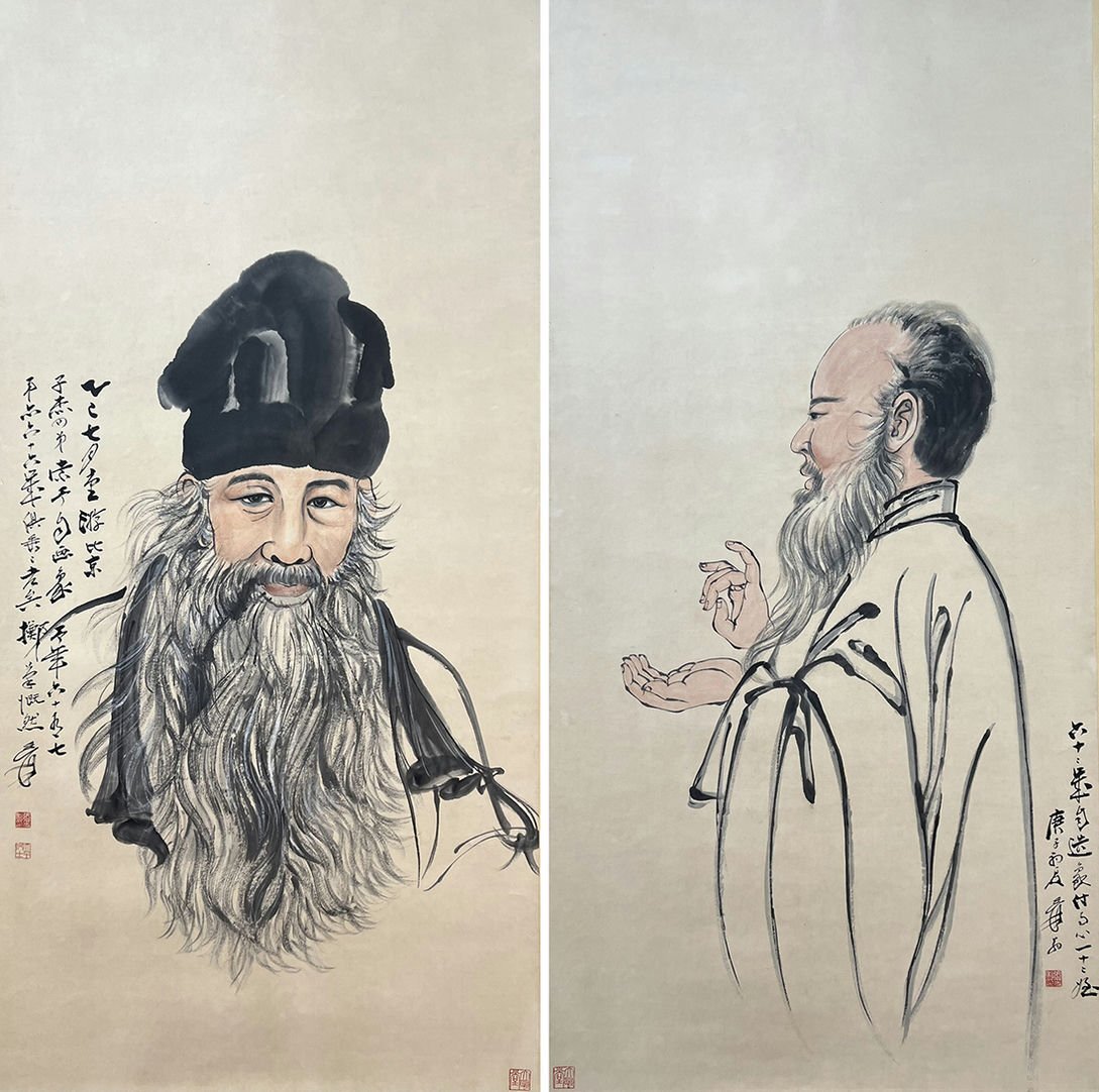 中国近時代の掛軸 人物図 张大千作 貴重品 美女 図 肉筆絵 掛軸