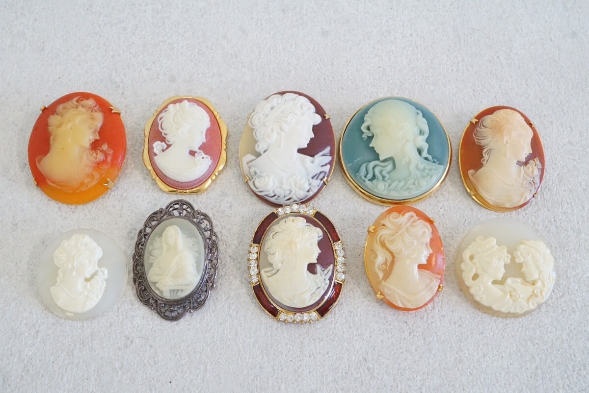 ストーンカメオ5点おまとめ 22.0g ルース 裸石 彫刻 貴婦人 stone