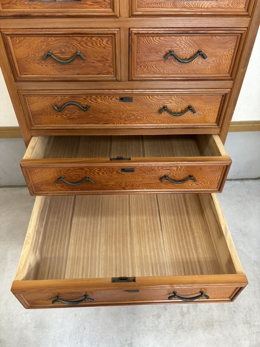 ①希少 認定鹿児島県屋久杉 鍵付き 和箪笥 浮造り 漆塗 整理箪笥