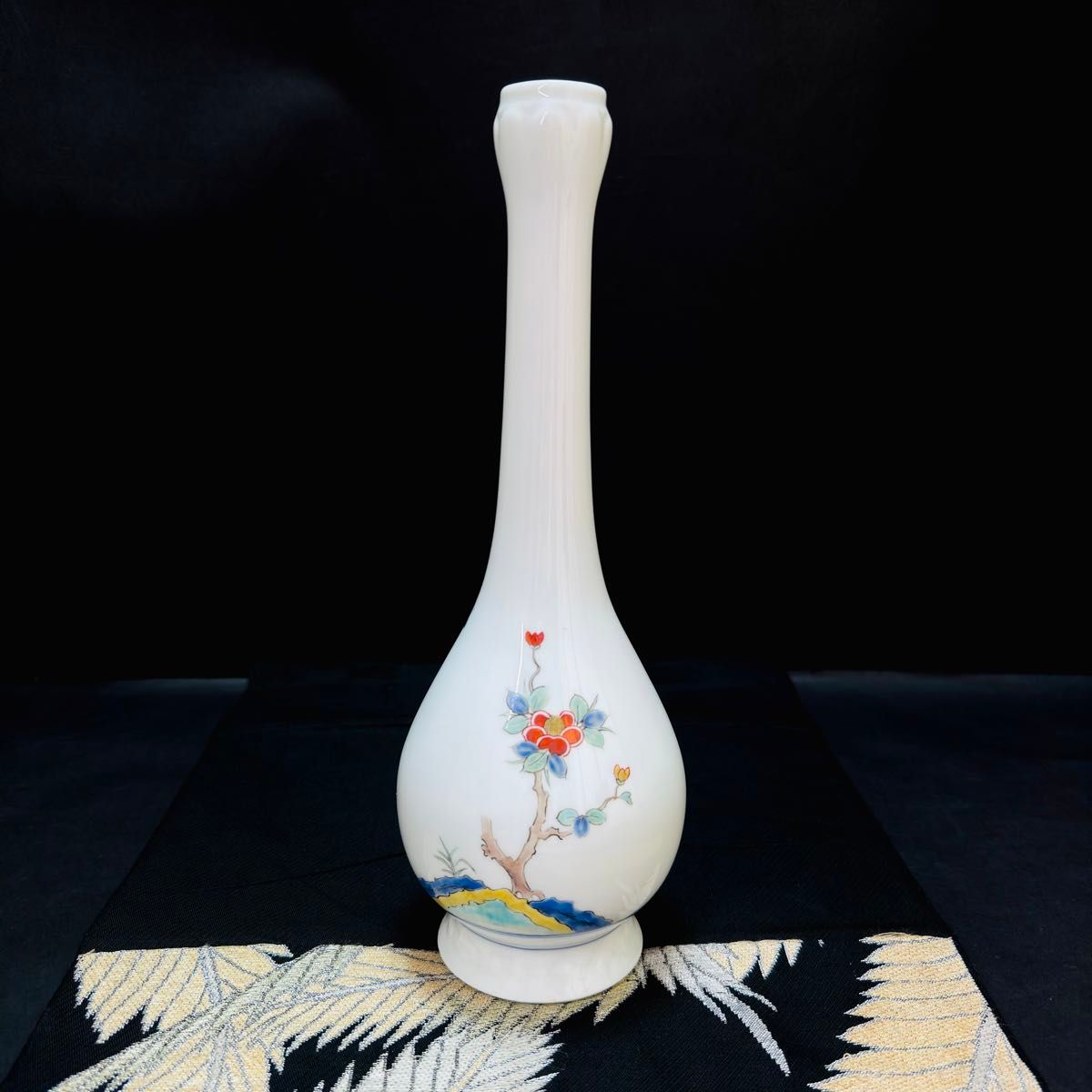 11代酒井田柿右衛門 人間国宝 染錦 花鳥図 大花瓶 二重渦福 角福 本物