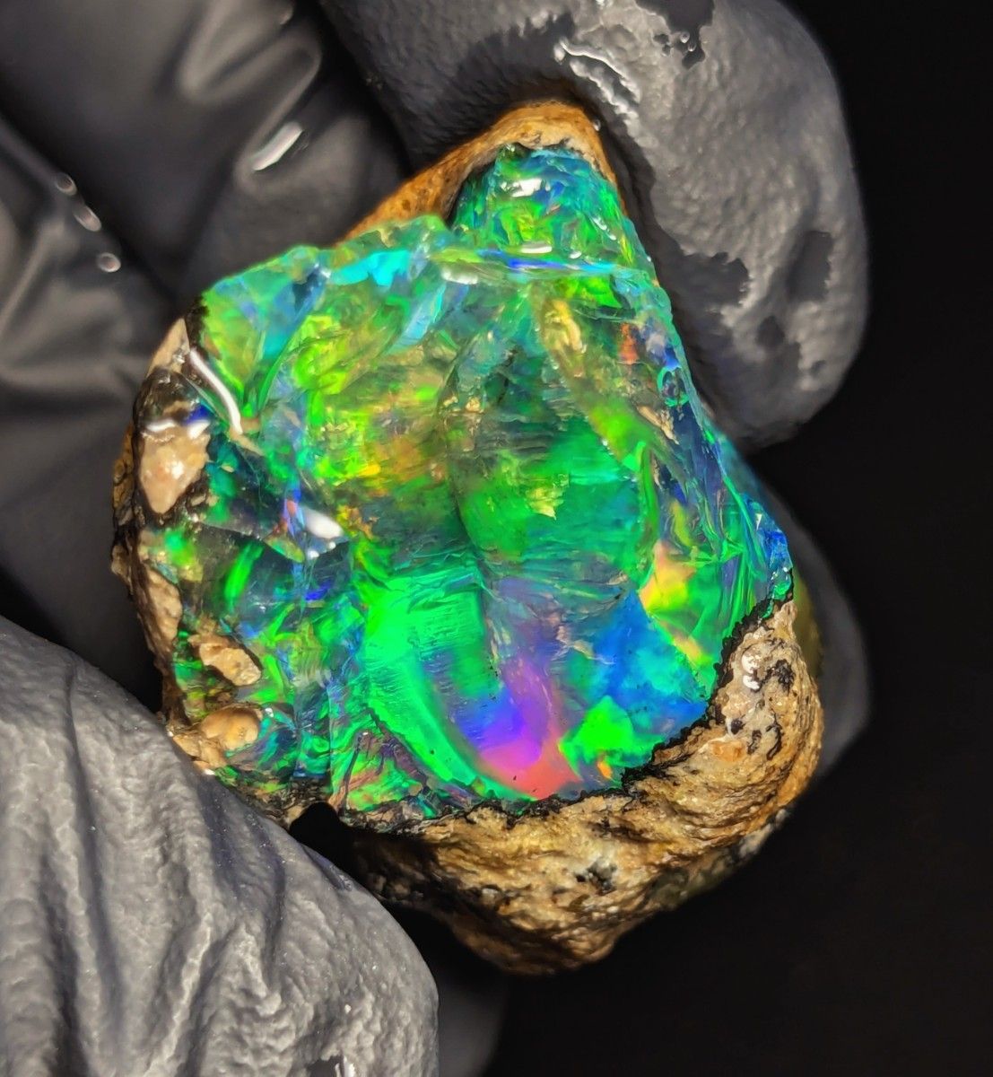 特大 【800CT】 エチオピア カーボン オパール 原石 青 鉱物標本 特大