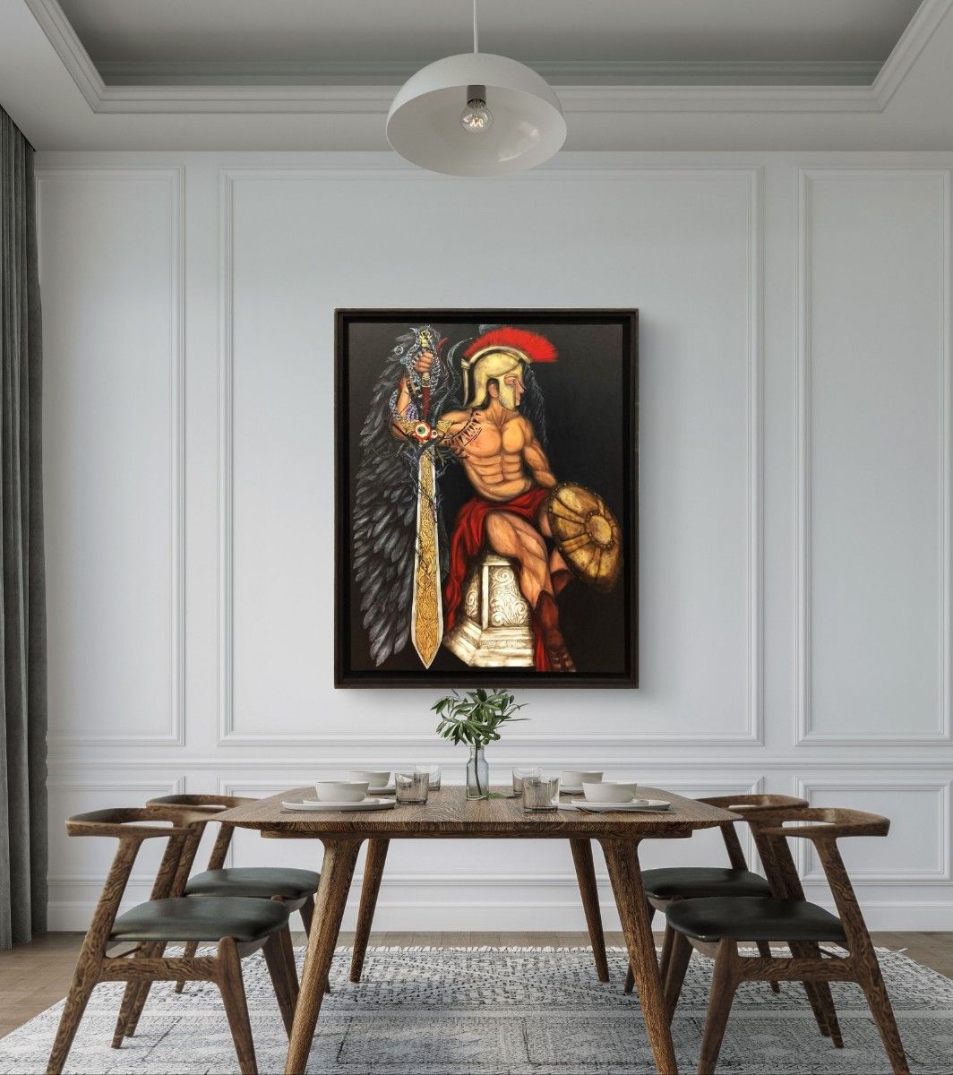 絵画展入選作】悪魔に魂を売る剣闘士 / 117×91㎝ F50 モダンアート