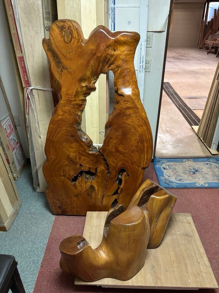 けやき 置物 レトロ 年代物 オブジェ