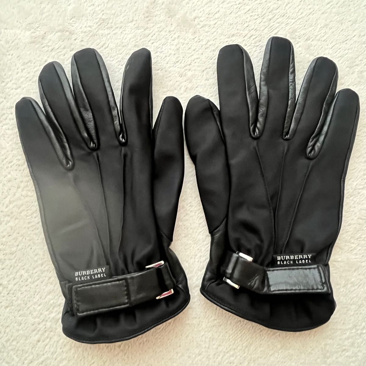 BURBERRY BLACK LABEL レザーグローブ 25cm ブラック レザーグローブ