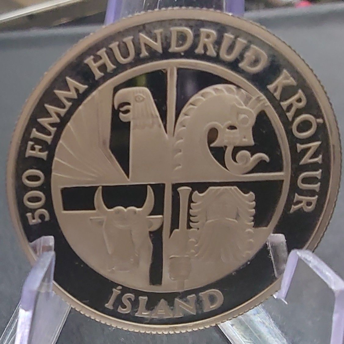 1974年 アイスランド銀貨 500クローネ 入植1100年記念銀貨 SV925