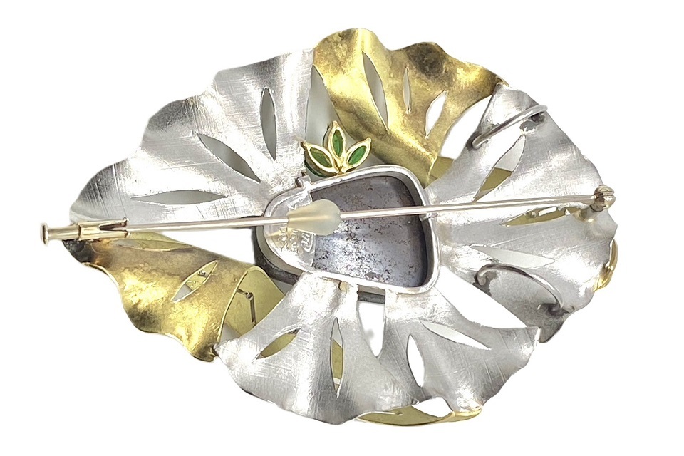 PARLOR】K18/Pt900 ボルダーオパールデザインブローチ PARLOR様専用