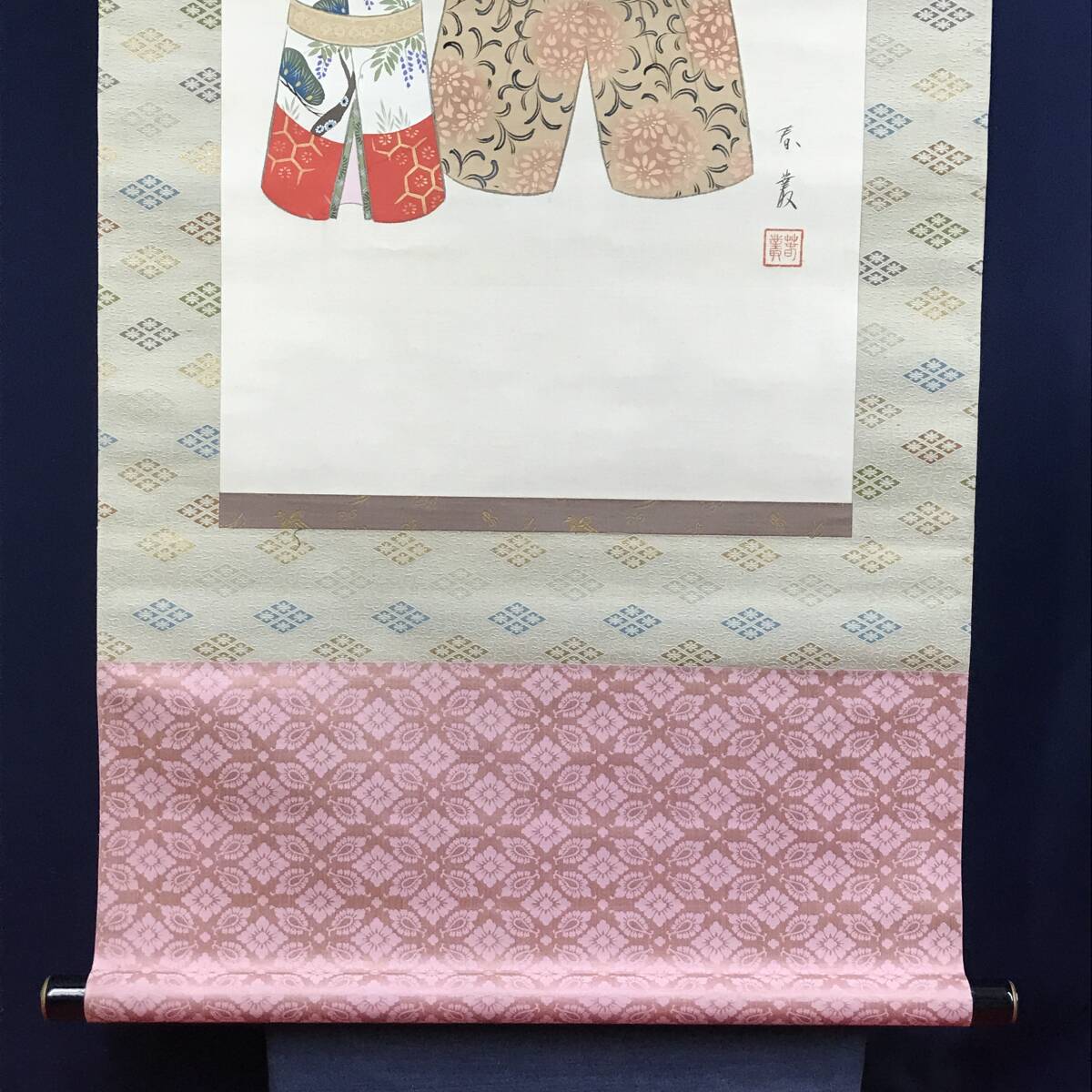 真作/柴田春叢/雛之図/節句/ヒナ図/ひな図/掛軸☆宝船