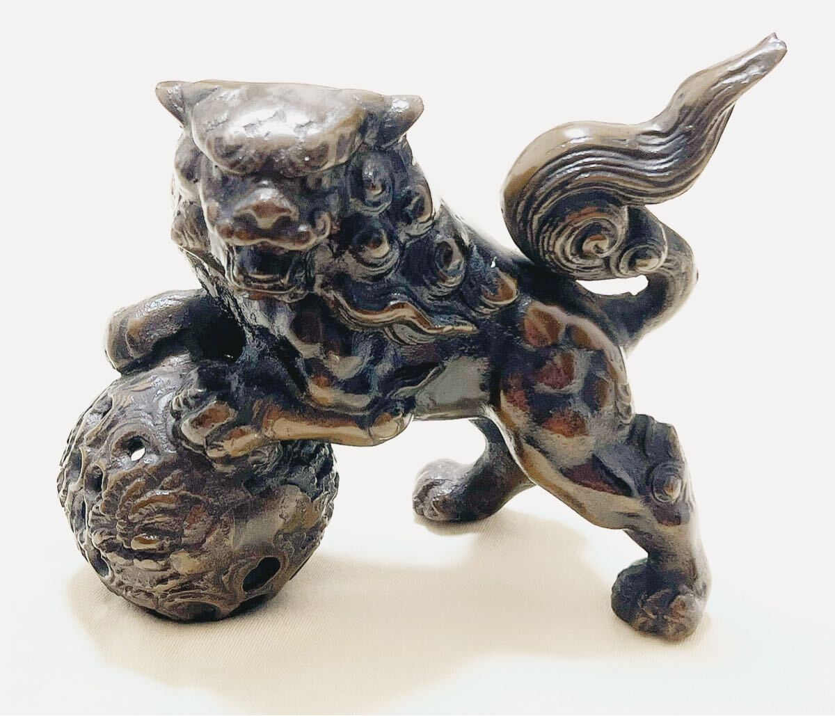 九谷焼 玉乗り獅子 シーサー 縁起物 金彩 狛犬 【親子セット】 九谷焼