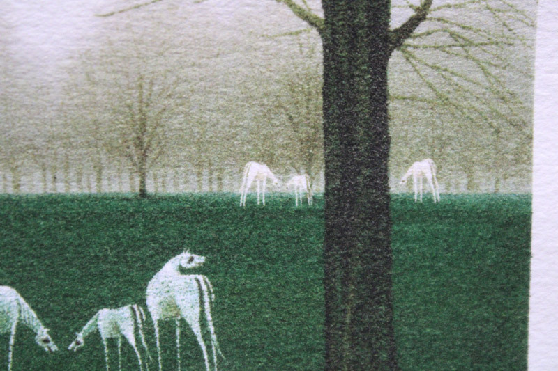 九頭馬 干支 メルヘン画 縁起物 額装 シルクスクリーン 松浦敬文 九