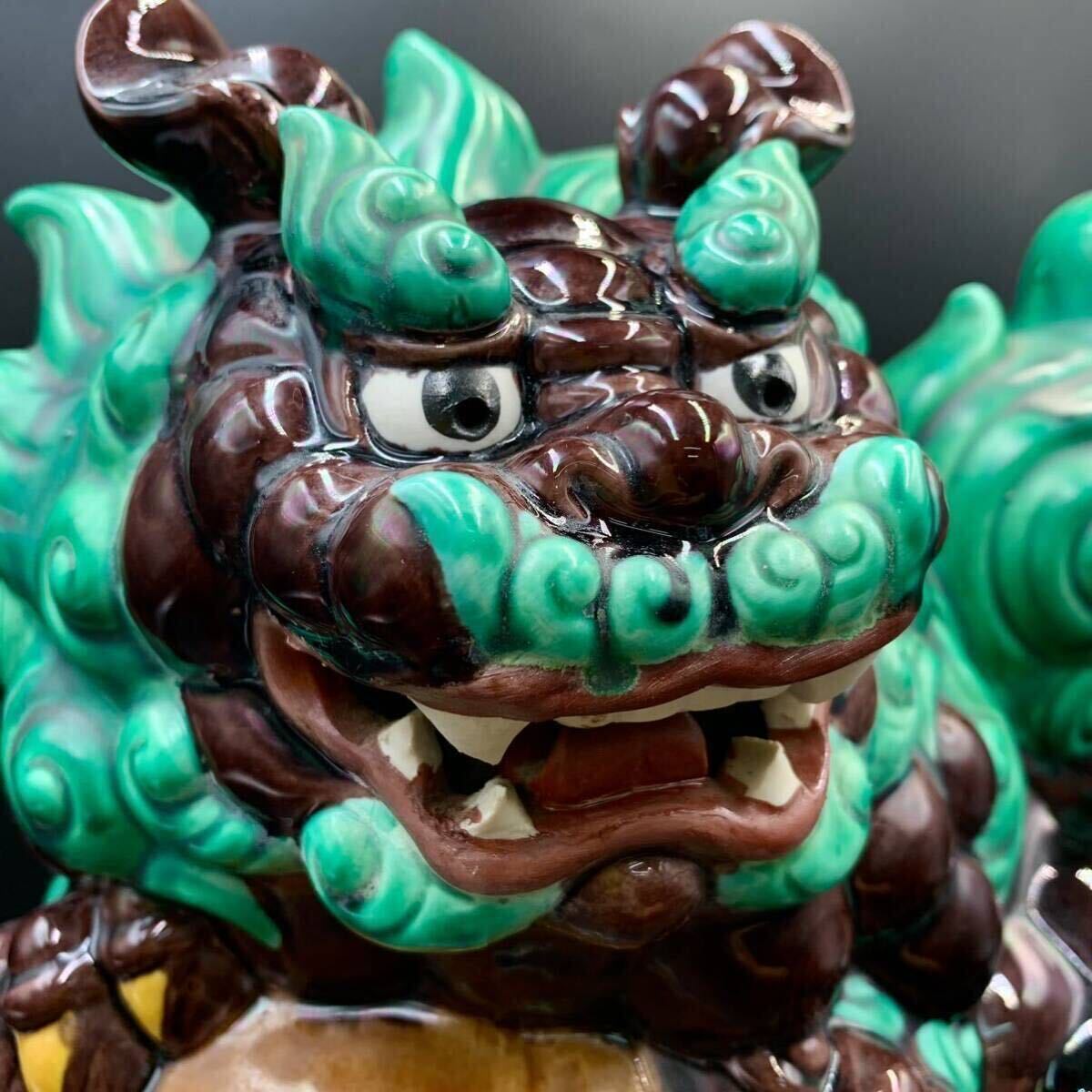 希少九谷焼金彩盛絵玉乗り獅子風水開運特大陶器置物日本陶芸伝統品