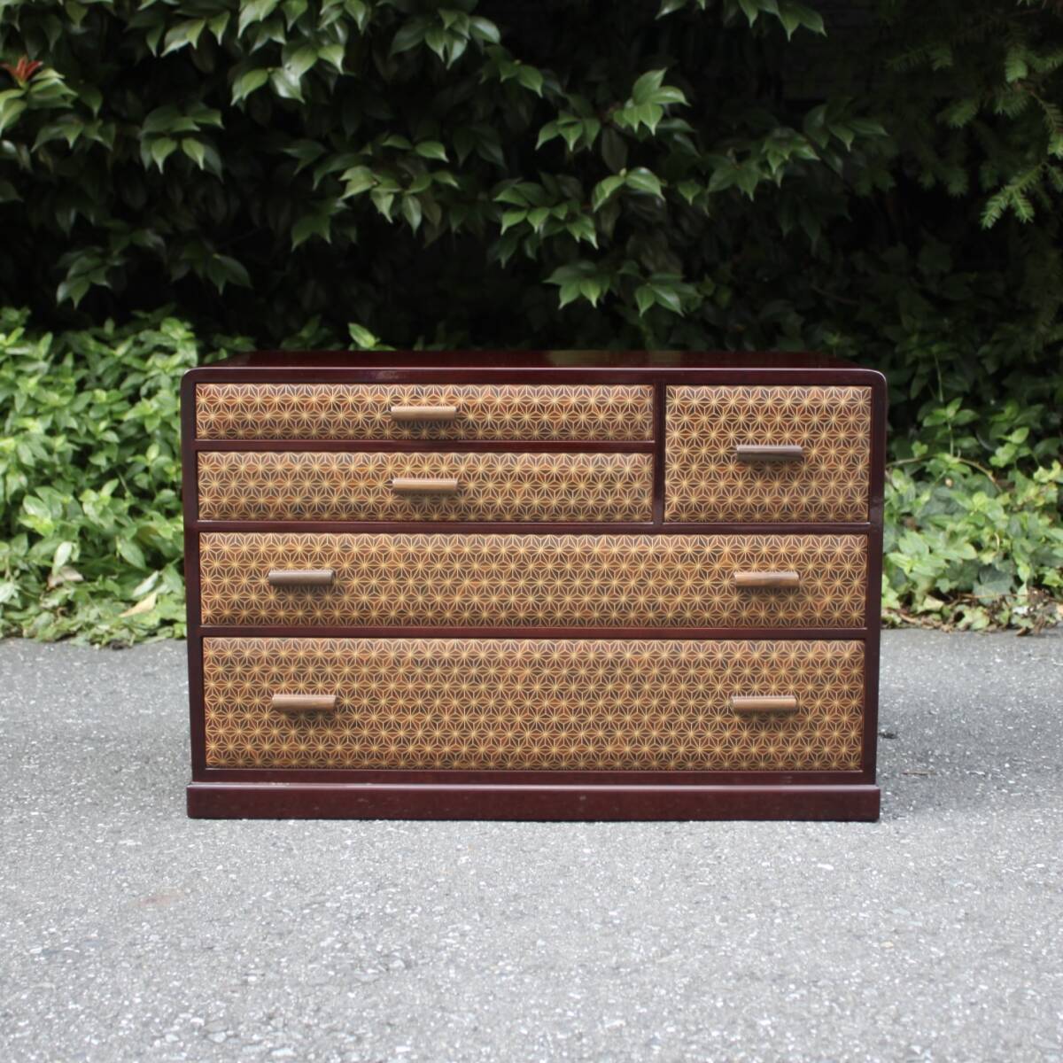 伝統工芸品】露木清次作 箱根 寄せ木細工 麻の葉模様 小引き出し 小箪笥