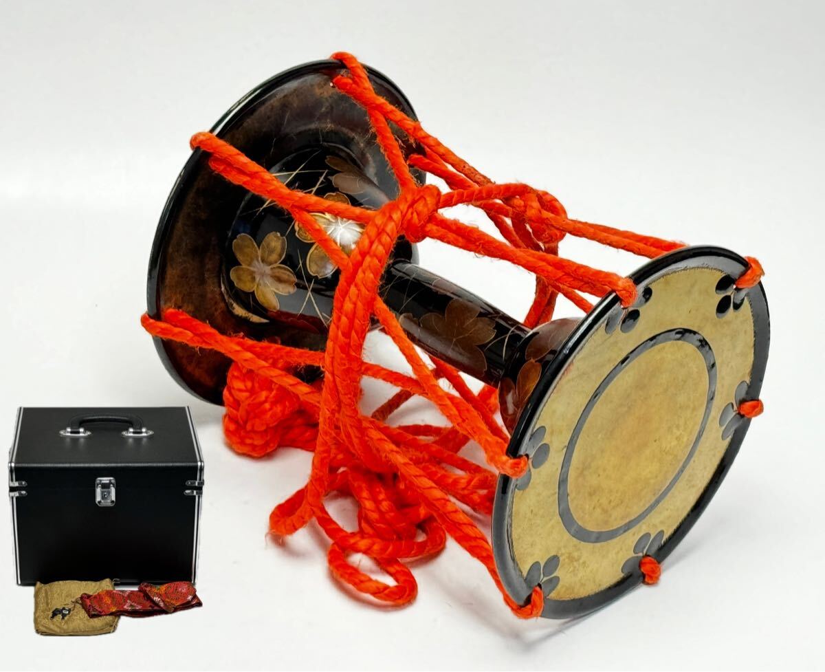 鼓 蒔絵 小鼓 胴 和楽器 伝統芸能 能 歌舞伎 時代物 希少】鼓 蒔絵