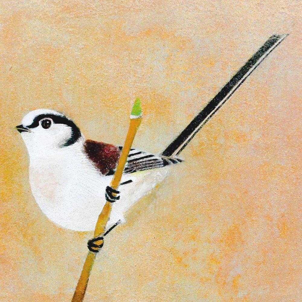 鳥」 野々内保太郎 絵画 日本画 黄色袋 箱あり 鳥」 野々内保太郎 絵画